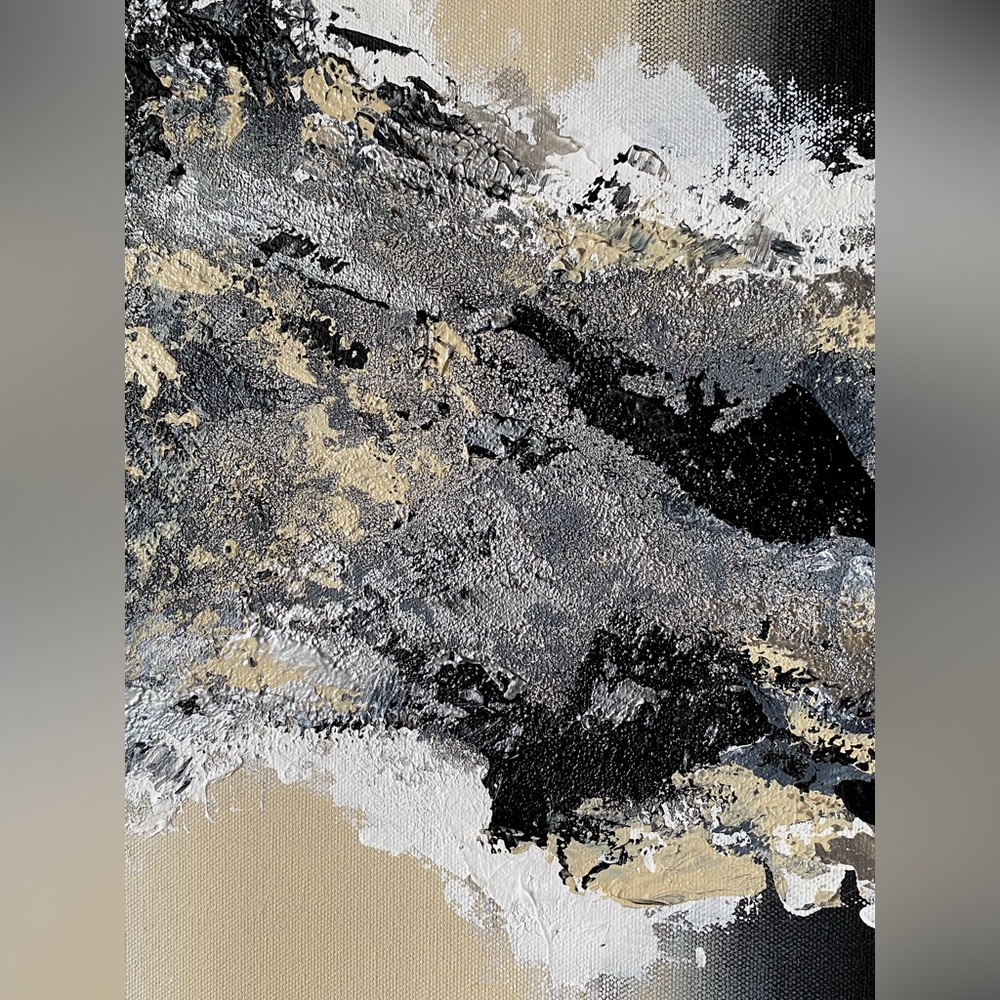 Abstract Canvas Painting Black Grey Art - Picture 4 of 5
